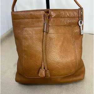 FOSSIL VINTAGE TAN LEATHER CROSSBODY BAG
